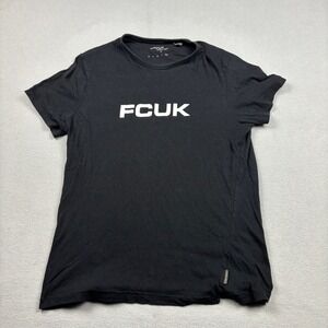 FCUK French Connection Mens XL Black Logo Graphic T-Shirt Short Sleeve Cotton